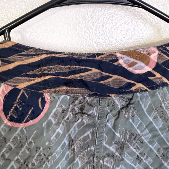 Kusnadi Top Womens Long Sleeve Button Up Fish Art Lagenlook Colorblock Handmade - Picture 12 of 12